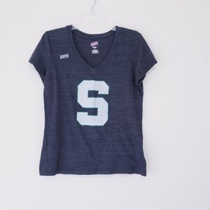 Michigan State Gray V Neck T Shirt Block Letter S Size Large Soffe